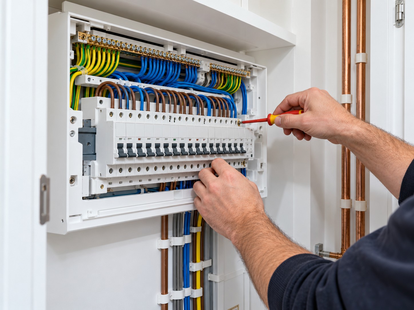 New consumer unit being fitted