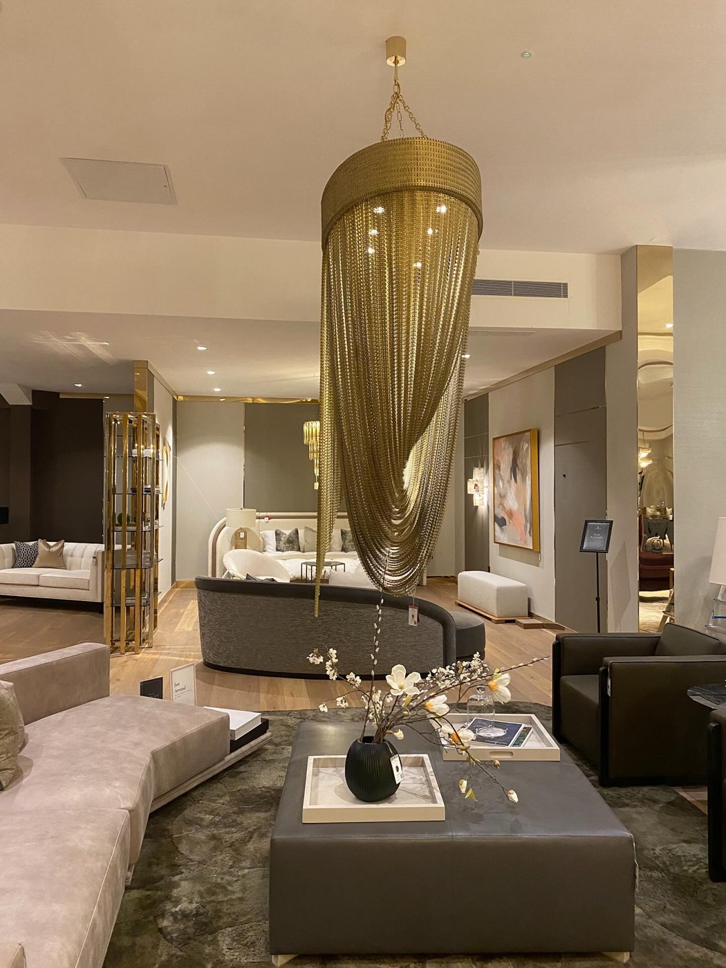 Gold chain chandelier